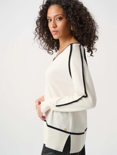 Joseph Ribkoff Cashmere & Wool Contrast Trim Sweater