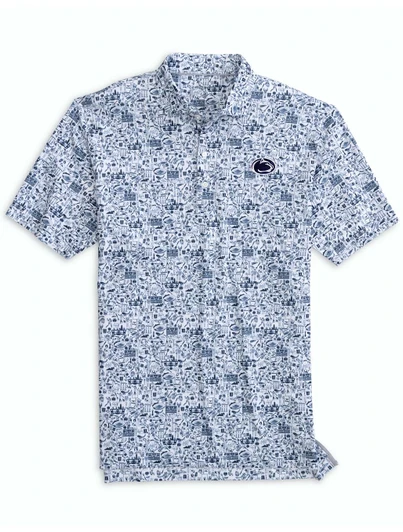 Penn State Tailgater 2.0 Polo in blue from Johnnie-O with short sleeves and small pattern.