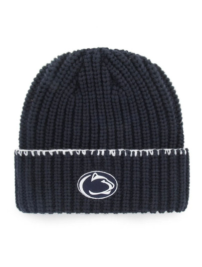 Penn State Blanket Stitch Knit Hat in navy blue with white logo by '47 Brand.