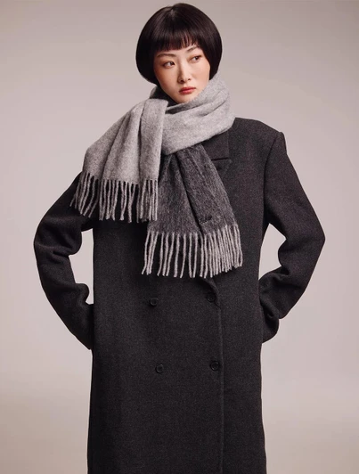 EchoDesign Half & Half Colorblock Scarf, gray, fringed, women's accessory from EchoDesign Group.
