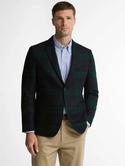 Barbour Kingham Moons Tartan Blazer, blackwatch tartan, single breasted, semi-notched lapels, wool blazer.