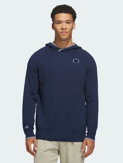 Adidas Penn State Tour Twistknit Hoodie, navy blue, adidas branding, performance twistknit material, regular fit.