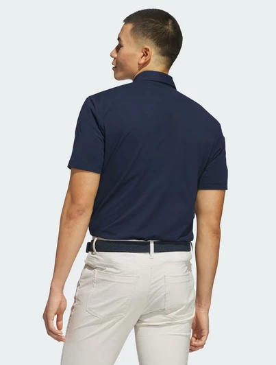 adidas Penn State Keystone Twistknit Navy Polo, adidas, navy, men's polo shirt, back view.