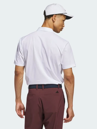 Penn State Keystone Twistknit White Polo, adidas, on a man from the back view.
