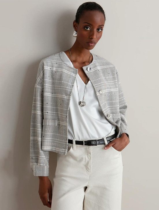 Crew Neck Textured Jacket | Maria Bellentani