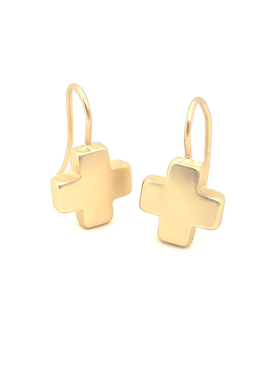 Matte Gold Cross Earrings | Deborah Grivas Designs