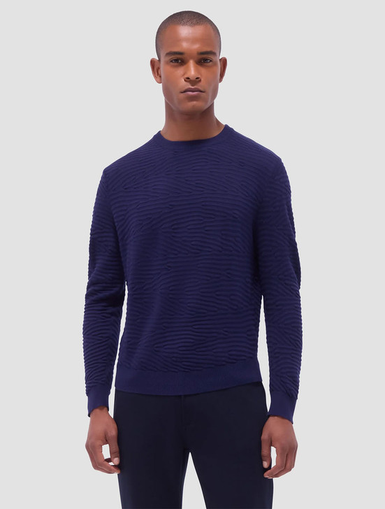 Textured Knit Crew Neck Sweater | Bugatchi