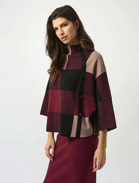 Plaid Jacquard Sweater Top Joseph Ribkoff