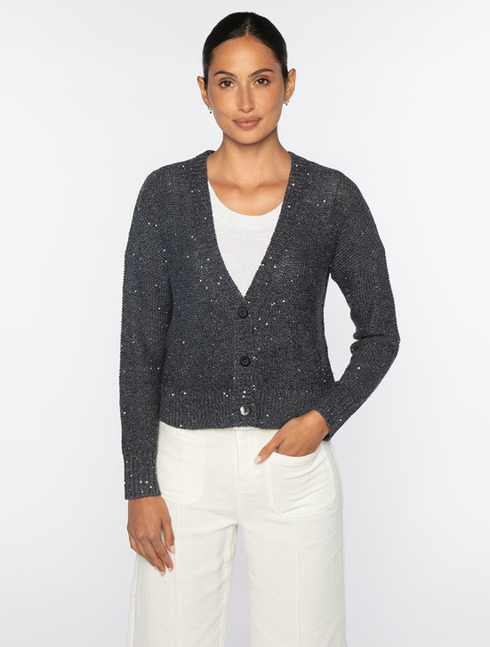 Sequin Vee Cardigan | Kinross