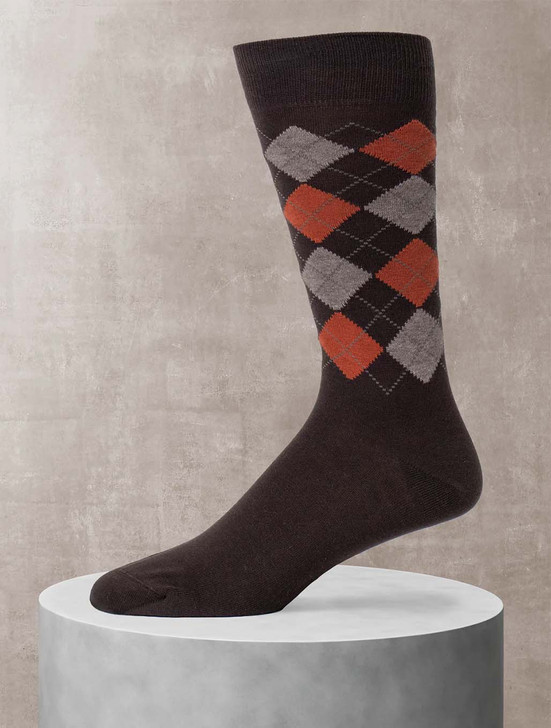 Brown Double Argyle Sock | Harpers
