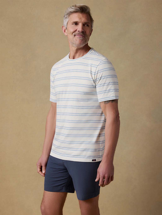 Sunwashed Striped Tee Faherty Clear Sky MKS2517
