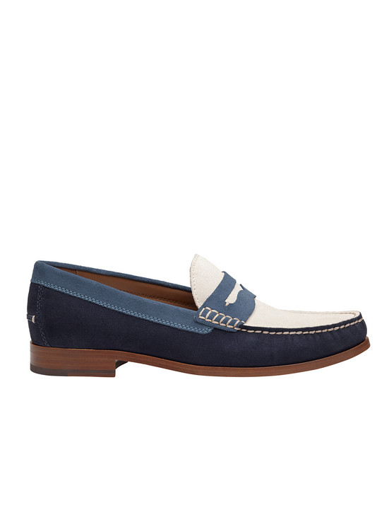Baldwin Navy Suede Penny Loafer | Johnston & Murphy