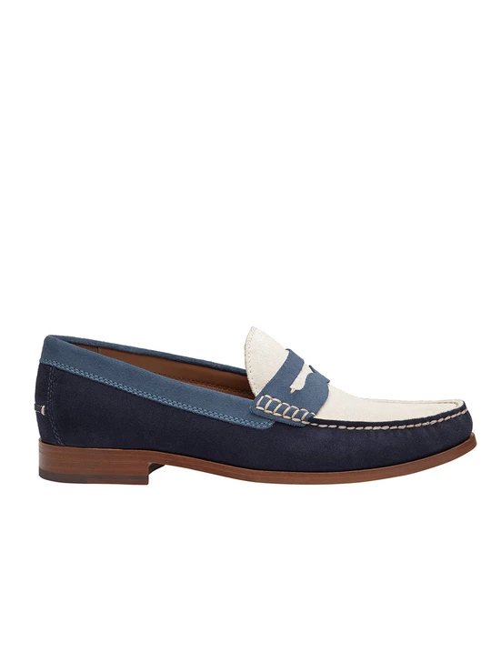 Baldwin Navy Suede Penny Loafer | Johnston & Murphy