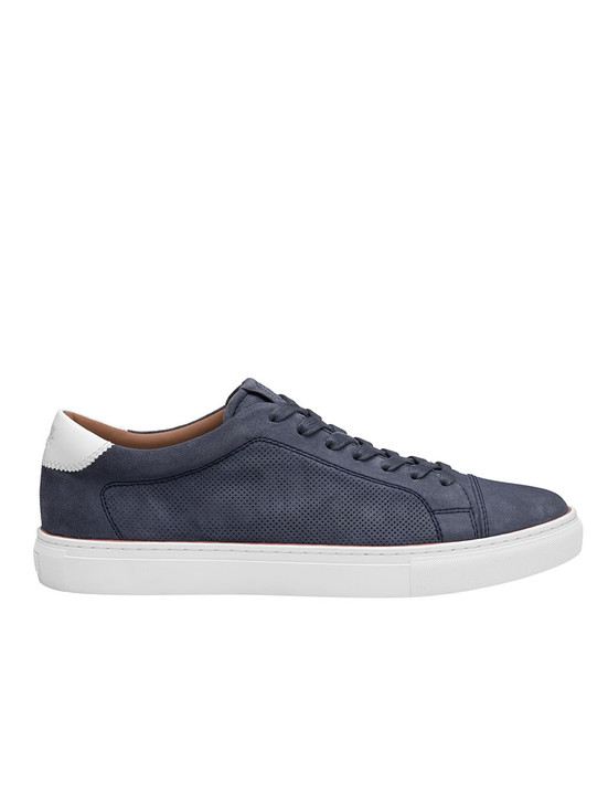 Luther Perfed Lace-To-Toe Navy Suede Sneaker | Johnston & Murphy