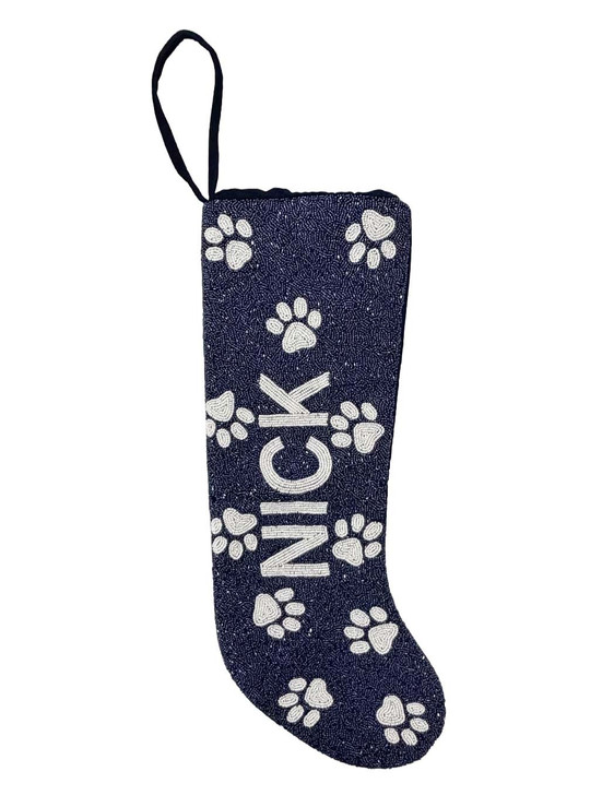 Personalized Beaded Paw Print Stocking | Tiana Designs