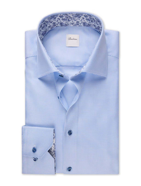 Houndstooth Dress Shirt with Floral Contrast Trim | Stenstroms