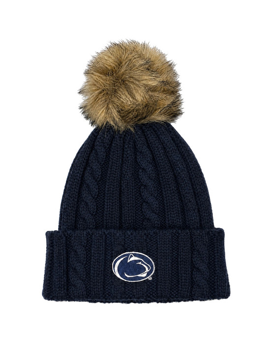 Navy Penn State Cable Knit Hat | LogoFit