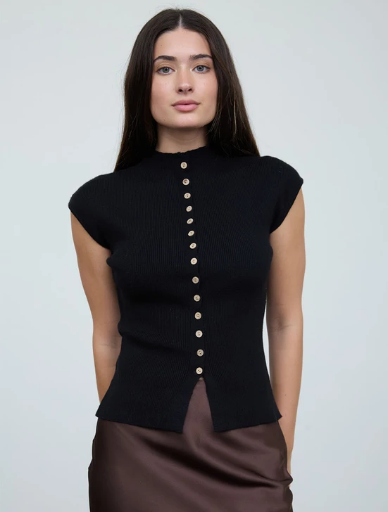 Mock Neck Seamless Short Sleeve Cardigan | Moon River