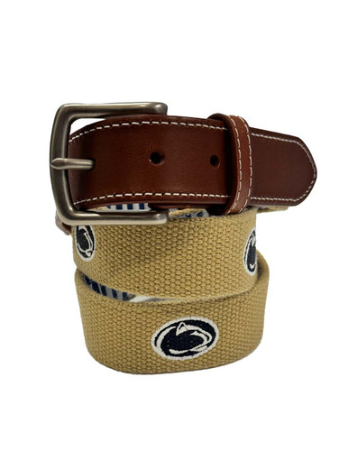 Peter Millar Men's Penn State Belt | Color: Khaki