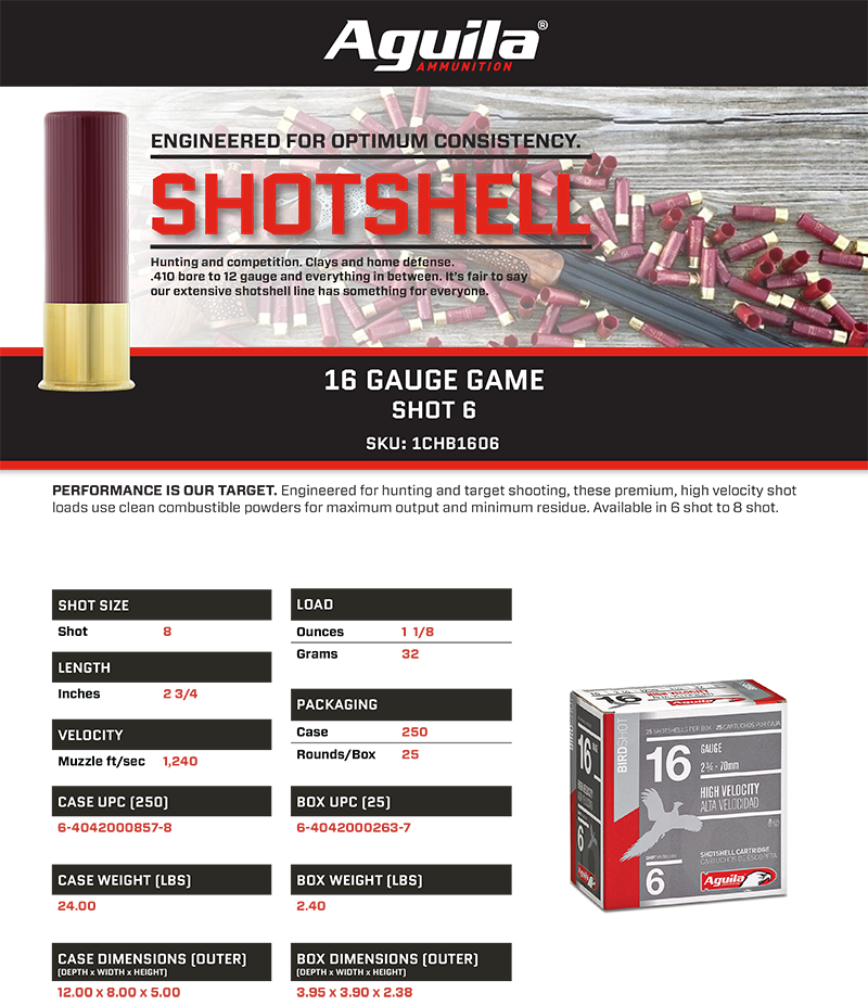Aguila Sub-Gauge Ammunition 16ga 2-3/4