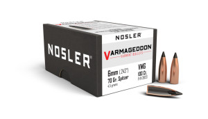 Nosler Varmageddon Projectiles 6mm .243 Cal (.243) 70gr FB Tipped 100 Nosler Varmageddon Projectiles 6mm .243 Cal (.243) 70gr FB Tipped 100