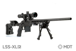 MDT LSS-XL Gen 2 Chassis System - Carbine Stock  - Ruger American AR (AR-15 mag compatible w/factory AR15 bottom metal) - Right Hand - Cerakote FDE