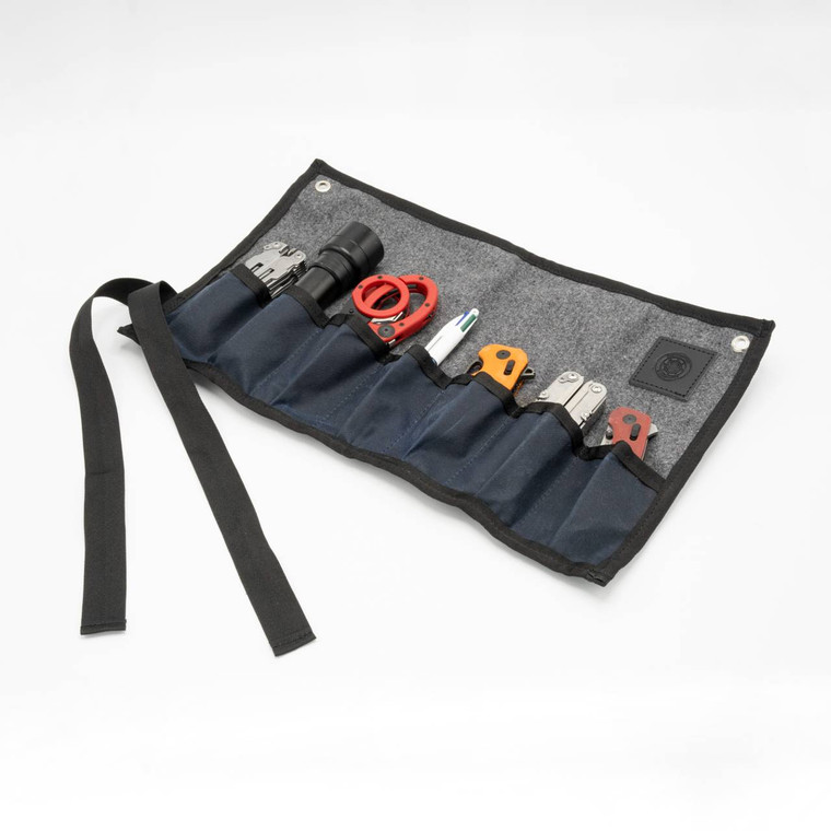 SOG Journeyman Handcrafts Wool-lined Canvas Tool Roll, Navy