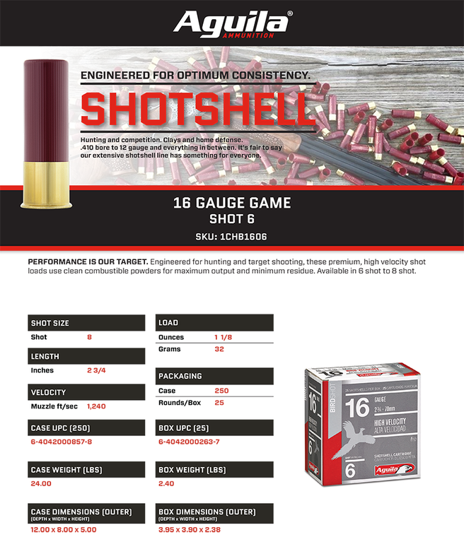 Aguila Sub-Gauge Ammunition 16ga 2-3/4