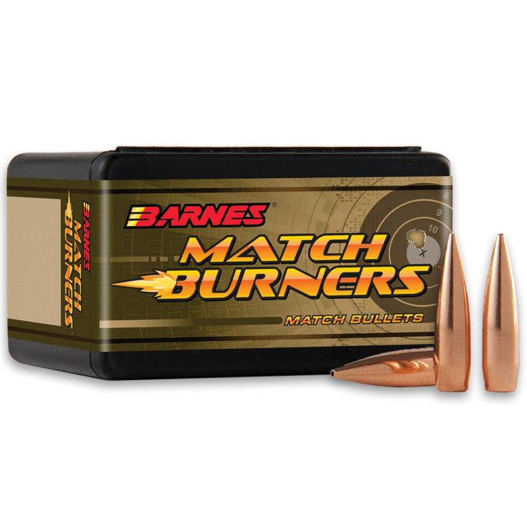 Barnes Bullets Bullets - Match Burner (Lead Core, Accurate!), 22 cal (.224) 52gr Match Burner Flat Base (100/box)