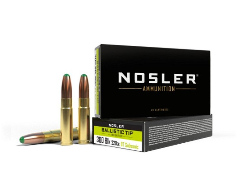Nosler Ballistic Tip Ammunition - 300 Blackout 220g BT RN (20ct)