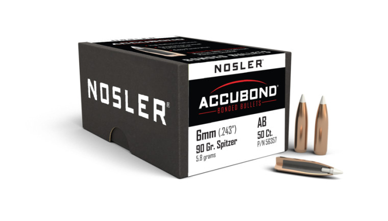 Nosler AccuBond Projectiles 6mm .243 Cal (.243) 90gr 50