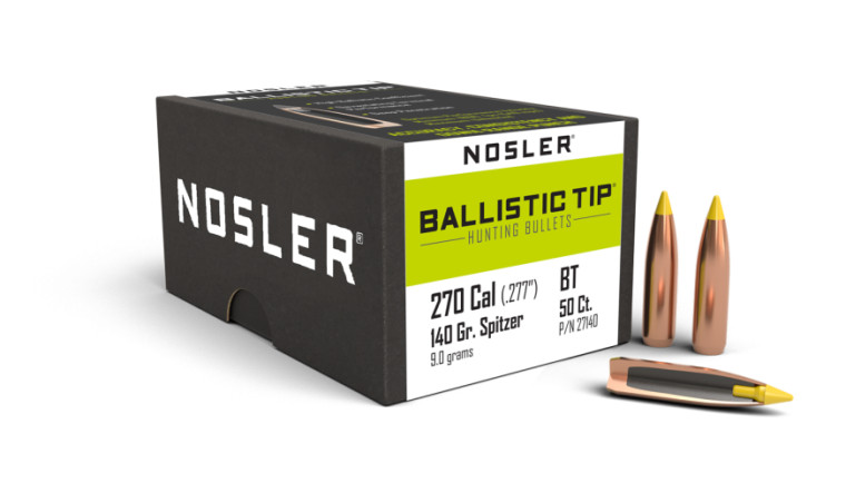 Nosler Ballistic Tip Hunting Projectiles .270 Cal (.277) 140gr 50
