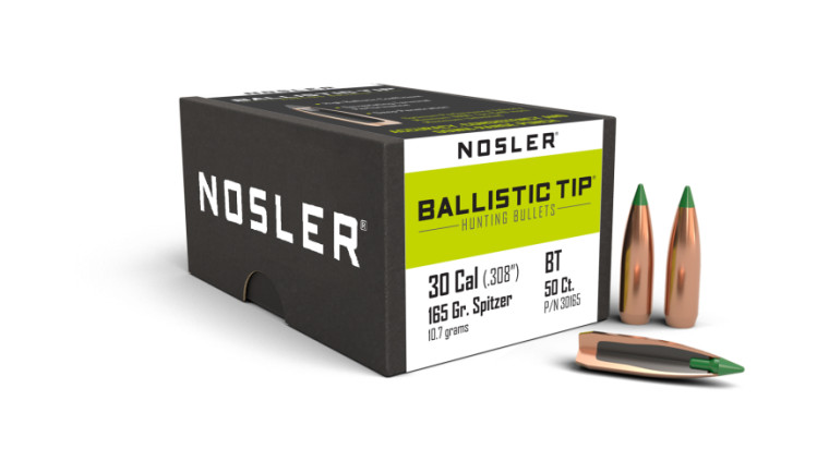 Nosler Ballistic Tip aHunting Projectiles .30 Cal/7.62mm (.308) 165gr 50