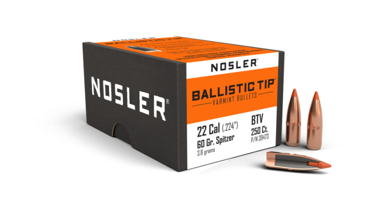 Nosler Ballistic Tip Varmint Projectiles .22 Cal (.224) 60gr 250