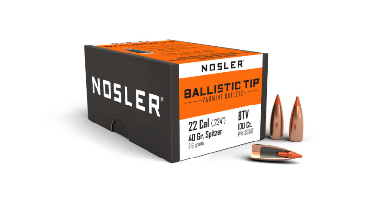 Nosler Ballistic Tip Varmint Projectiles .22 Cal (.224) 40gr 100