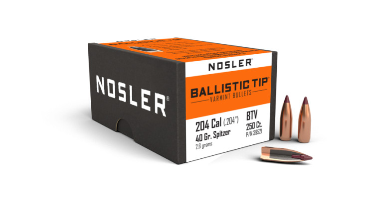 Nosler Ballistic Tip Varmint Projectiles .20 Cal (.204) 40gr 250