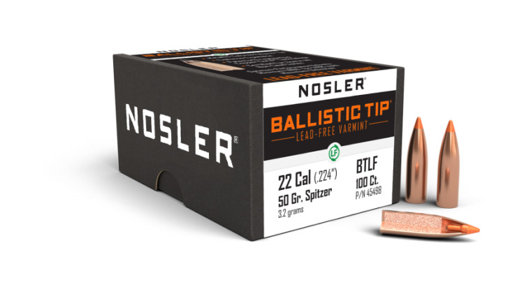 Nosler Ballistic Tip Lead Free Projectiles .22 Cal (.224) 50gr 100