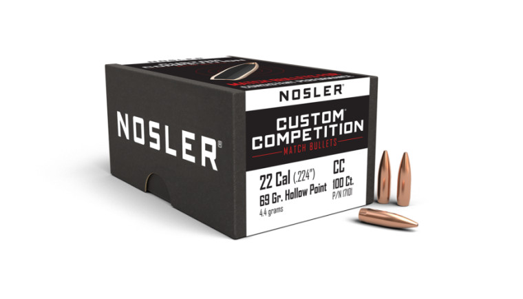 Nosler Custom Competition Projectiles .22 Cal (.224) 69gr HPBT 100