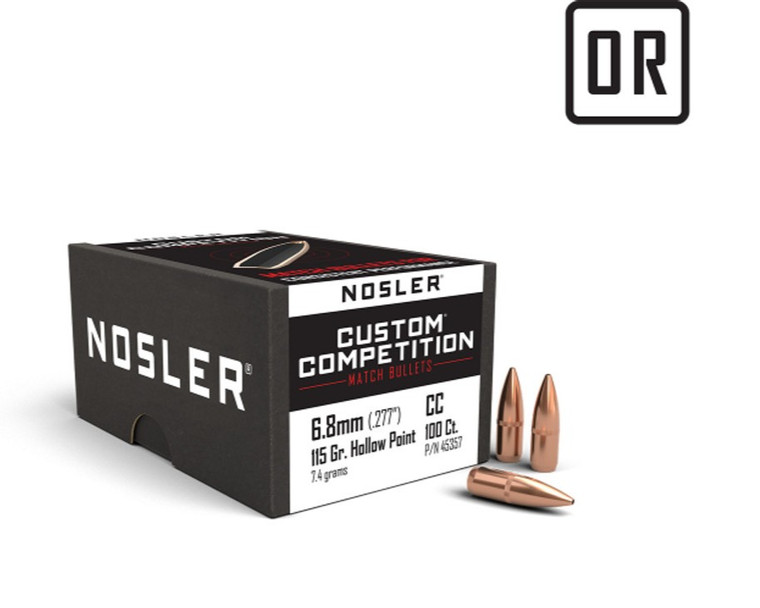 Nosler Custom Competition Projectiles 6.8mm 115gr w/Cannelure HPBT 100