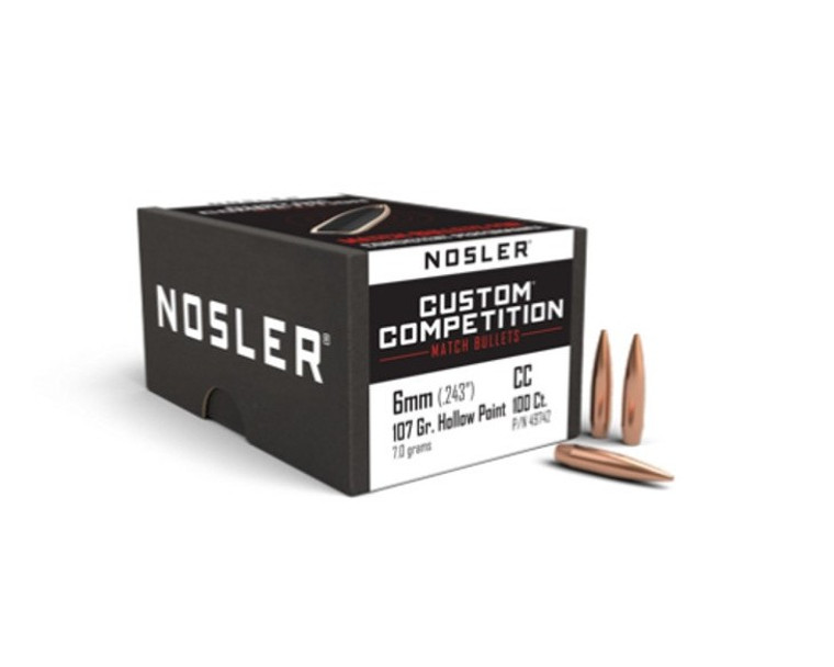 Nosler Custom Competition Projectiles 6mm .243 Cal (.243) 107gr HPBT 100