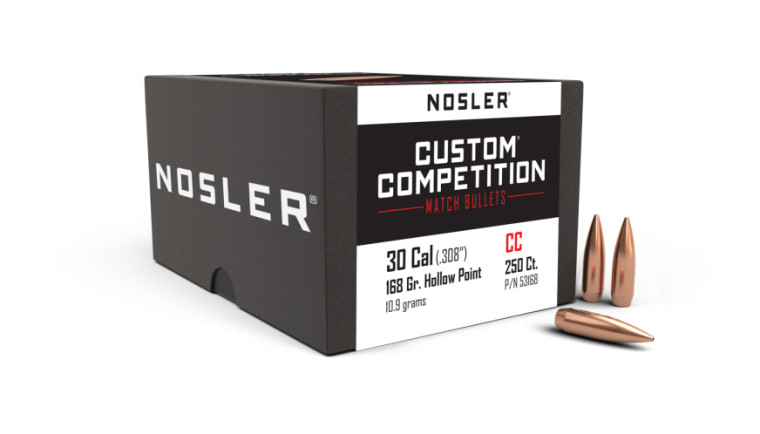 Nosler Custom Competition Projectiles .30 Cal/7.62mm (.308) 168gr HPBT 250