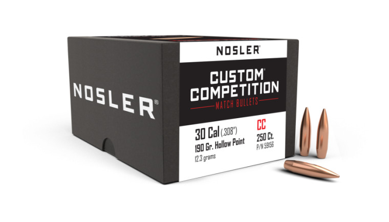 Nosler Custom Competition Projectiles .30 Cal/7.62mm (.308) 190gr HPBT 250