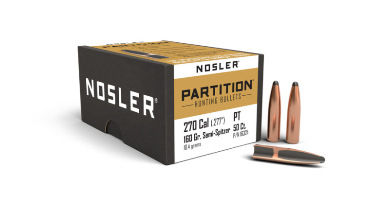 Nosler Partition Projectiles .270 Cal (.277) 160gr 50