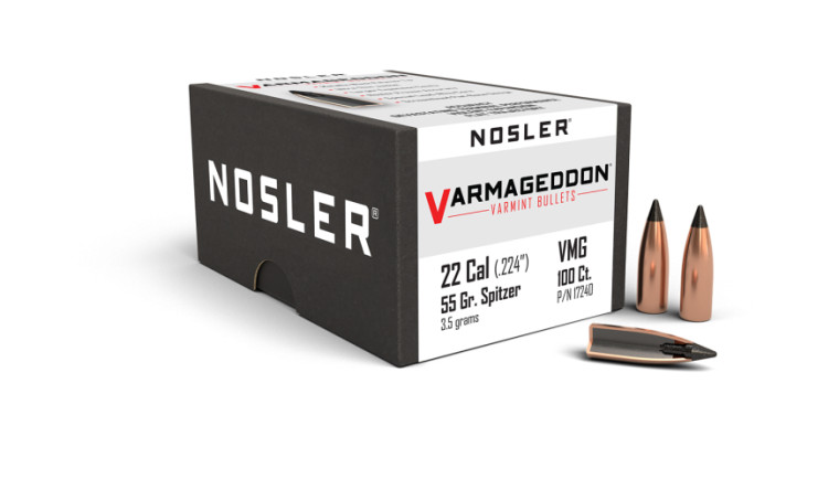 Nosler Varmageddon Projectiles .22 Cal (.224) 55gr FB Tipped 100