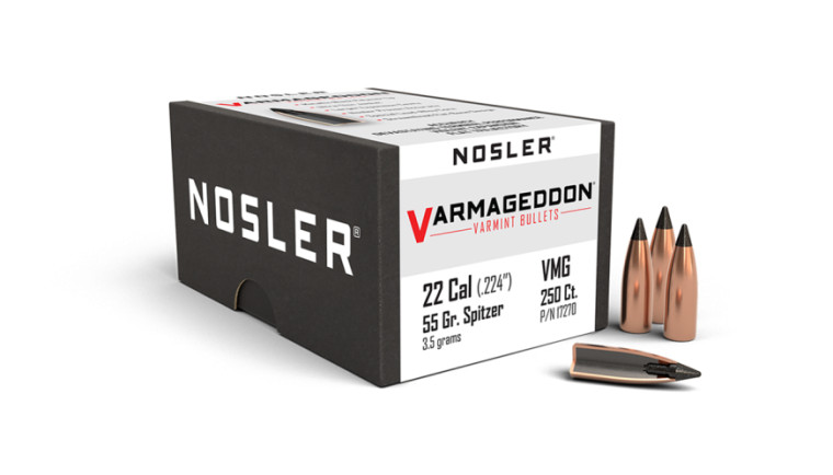 Nosler Varmageddon Projectiles .22 Cal (.224) 55gr FB Tipped 250