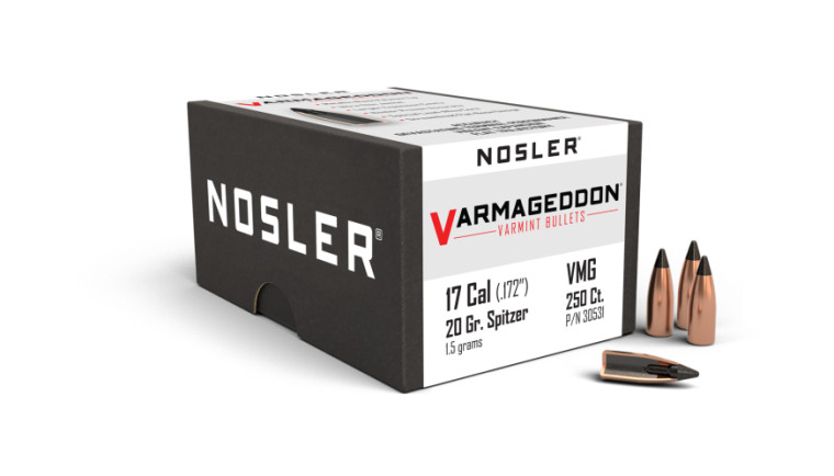 Nosler Varmageddon Projectiles .17 Cal 20gr FB Tipped 250