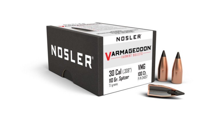 Nosler Varmageddon Projectiles .30 Cal/7.62mm (.308) 110gr FB Tipped 100