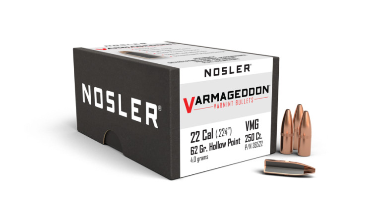 Nosler Varmageddon Projectiles .22 Cal (.224) 62gr FBHP 250