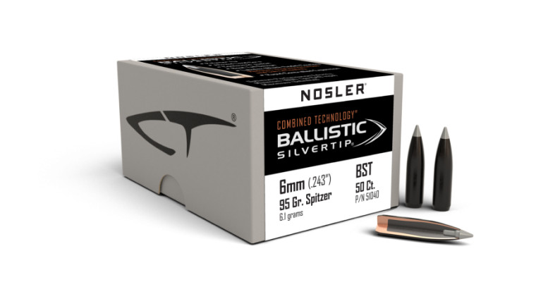 Nosler Ballistic Silvertip Projectiles 6mm .243 Cal (.243) 95gr 50
