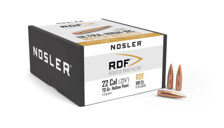 Nosler RDF Projectiles .22 Cal (.224) 70gr HPBT 100